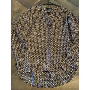 Sanctuary Black Brown Hi-Lo Women's Blouse Size Small‎ Dress Shirt